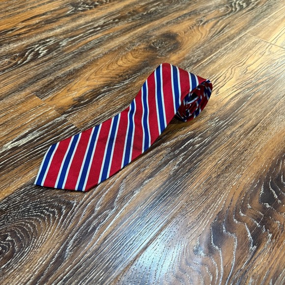 Ralph Lauren Other - Ralph Lauren Tie Red Blue Stripes 100% Silk Vintage Neck Tie Men's